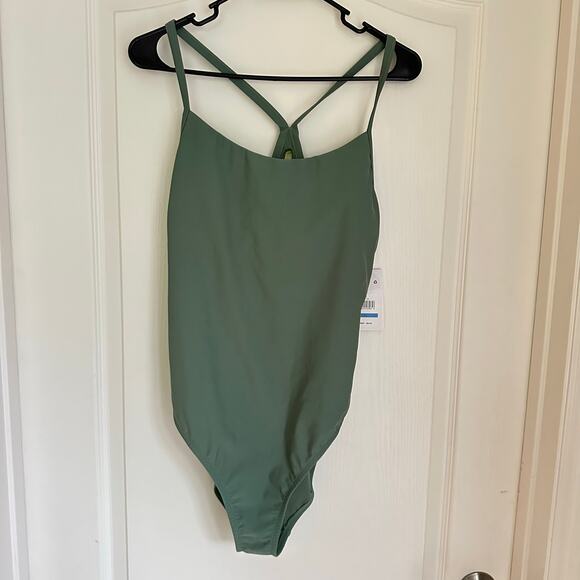 Women's Solid Racerback One Piece Green Sz XL - Picture 4 of 8